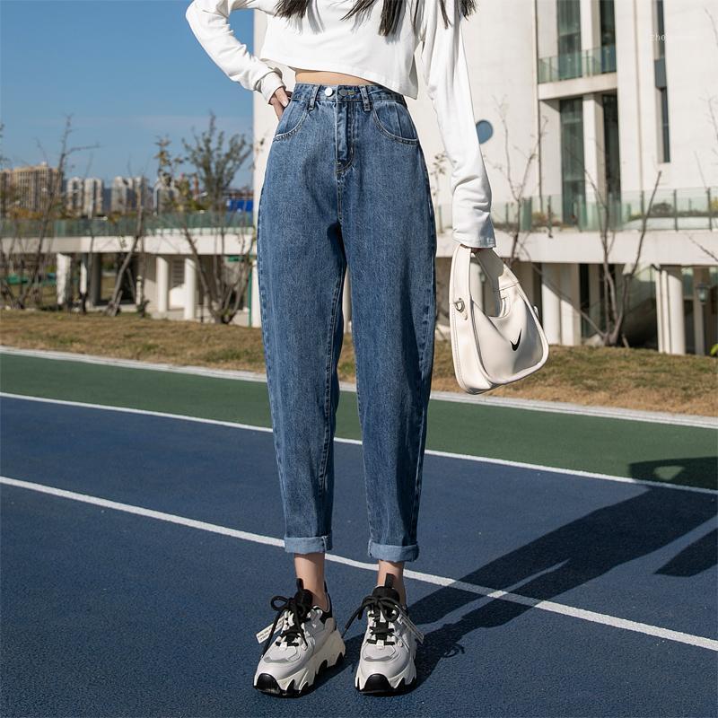 

Women's Jeans High Waist Mom Plus Size Cotton Denim Harem Pants Loose Casual Trousers Women Vintage Pantalones De Mujer, Vintage blue