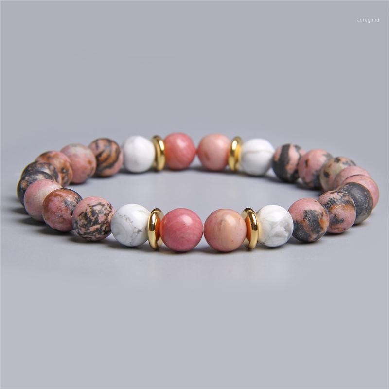

Beaded, Strands Women Natural Black Pink White Raw Stone Beads Beaded Bracelet For Female Gifts Jewelry Rhodonite Rhodochrosite Bracelet1