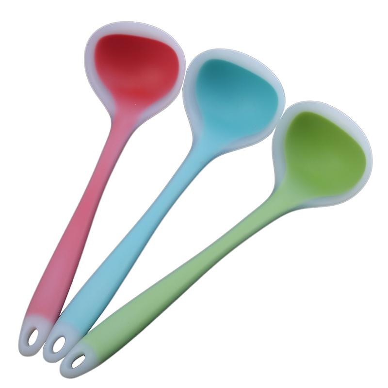 

1PC Translucent Flexible Soup Spoons Heat-Resistant Non-Stick Utensil Creative Silicone Ladles Scoop Spoons For Kitchen Home