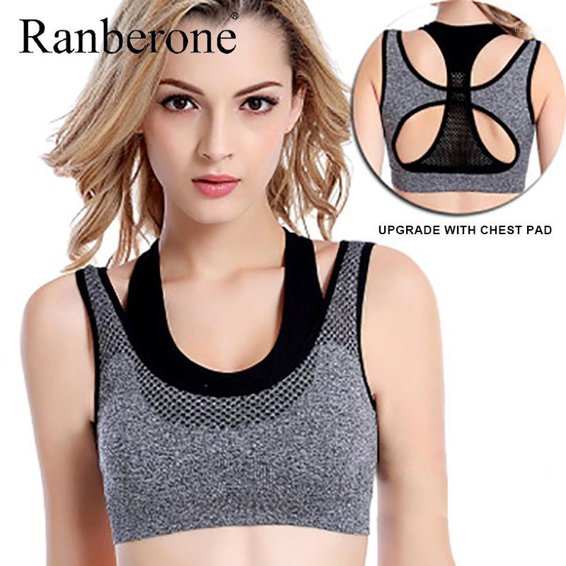 

Ranberone 2020 Women Breathable Sports Bra Absorb Sweat Shockproof Padded Sports Bra Gym Running Fitness Yoga Tops New1, White