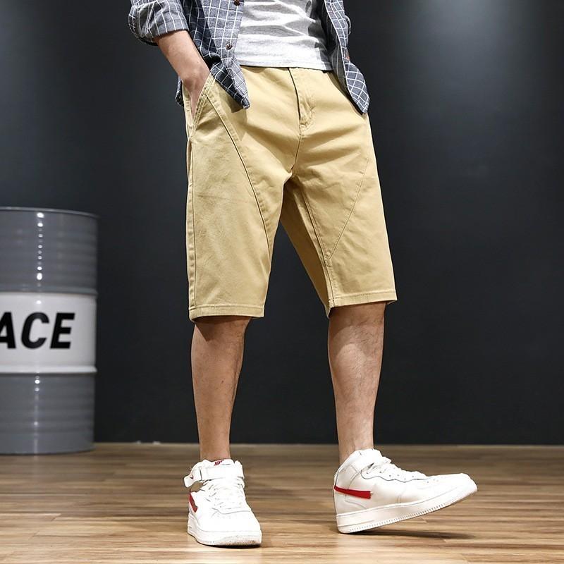 

Summer New Brand Mens Loose Knee Length Straight Shorts Fashion Casual Cotton Blends Solid Vintage Button Shorts Plus Size 30-48, Black