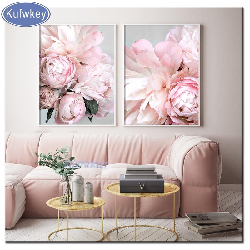 

5d Diy diamond paintig Bloom pink Peonies set of 2 pcs Wall Art diamond mosaic Painting with diamonds embroidery wedding decor