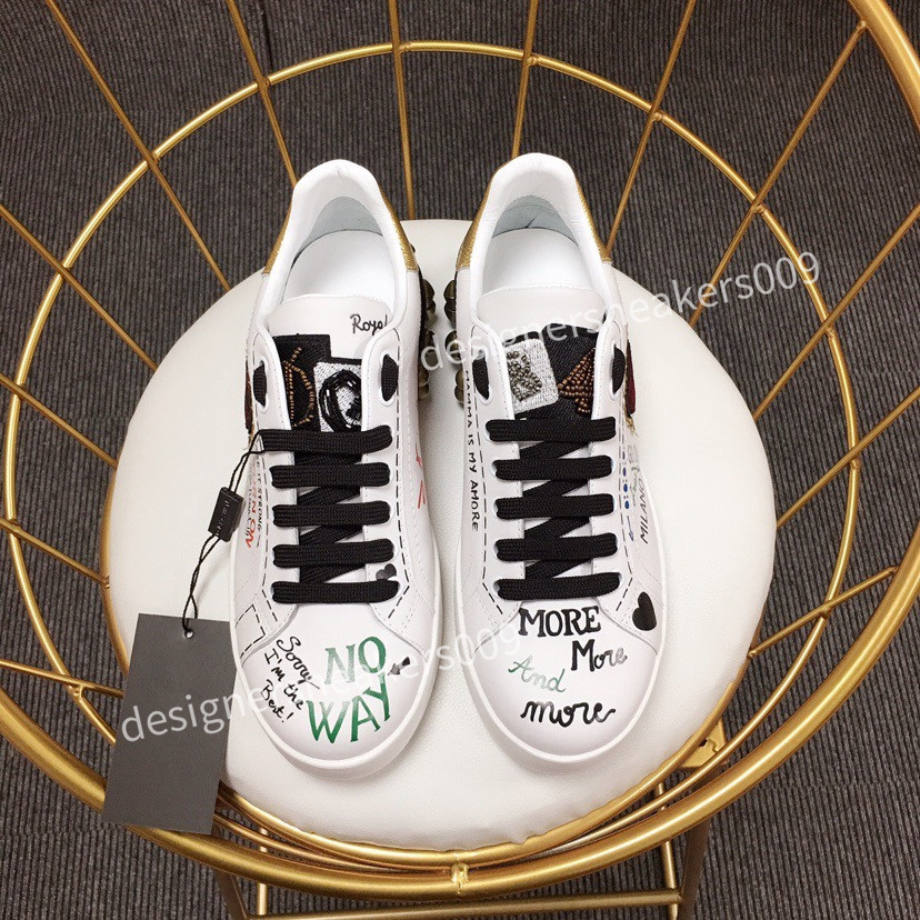 

2022 Designer Sneakers Men Womens Casual Shoes Fashion White Genuine Leather Luxury Flower Embroidered Flat Sports size35-45
