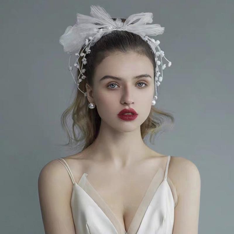 

Wedding Bridal Mesh Bow Hair Clip Women Flower Tassel Jewelry Alligator Hairpin 83XF