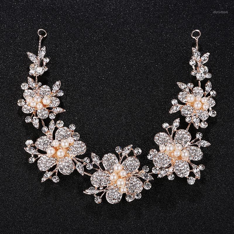 

New Fashion Folwers Headbands Bride Wedding Bridesmaid Crystal Pearl Hair Vine Wedding Decoration Gift Hair Accessory1