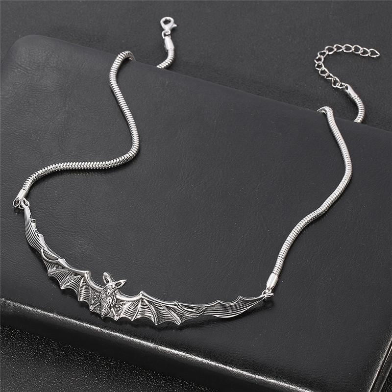

Chokers Gothic Silver Plated Bat Chocker Necklace Vampire Pendant Dark Style Choker Jewelry Gift Women Girls Goth