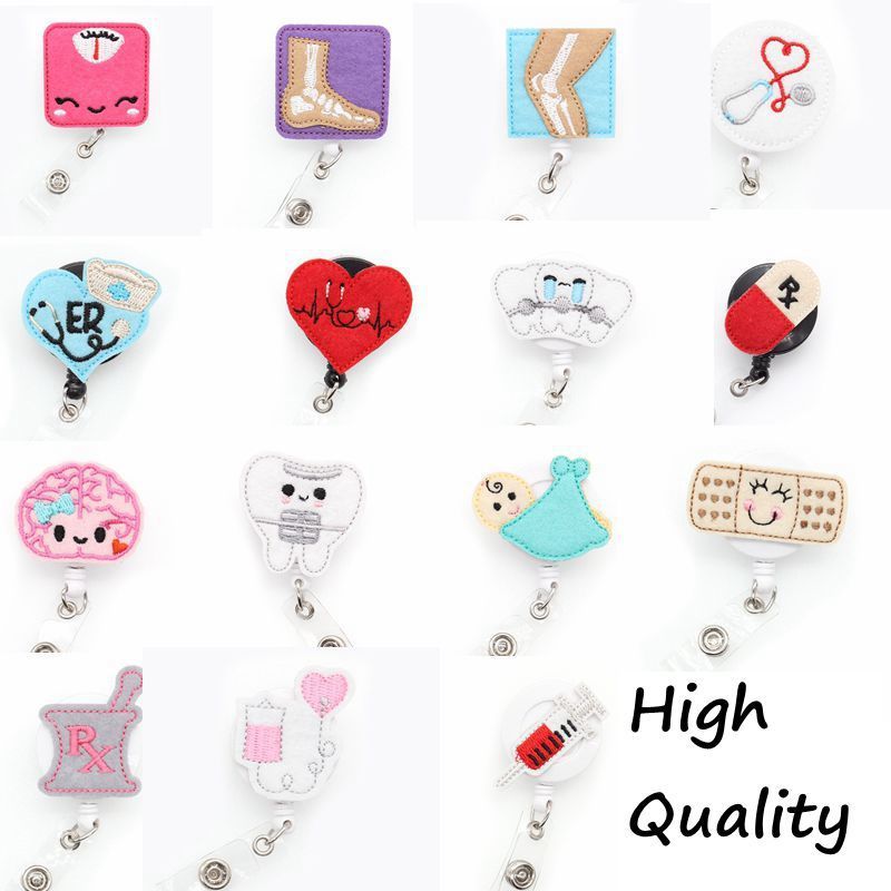 

10 pcs/lot Free Shipping Mix Retractable Nurse ID Badge Card Reel 201009
