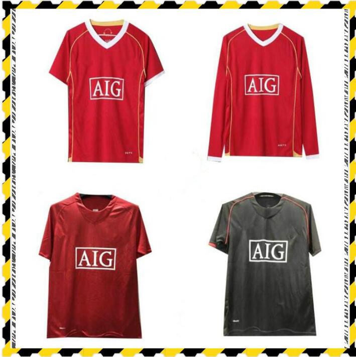 

RONALDO Rooney Saha RETRO MANCHESTER 2007 2008 FOOTBALL SHIRTS 07 08 Vintage soccer jerseys classic Nani MAN UTD Camiseta long sleeve, White