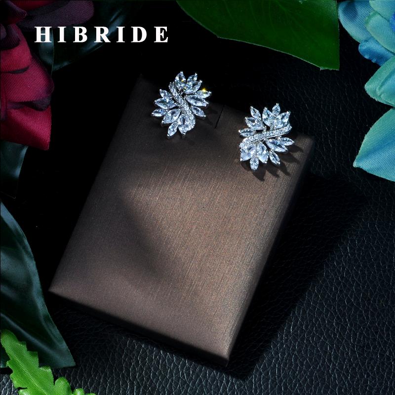 

Stud HIBRIDE 2021 Arrival Women Earrings Fashion Jewelry/Shiny Cubic Zirconia Charm Earring For Wedding Bridal Gifts E-65