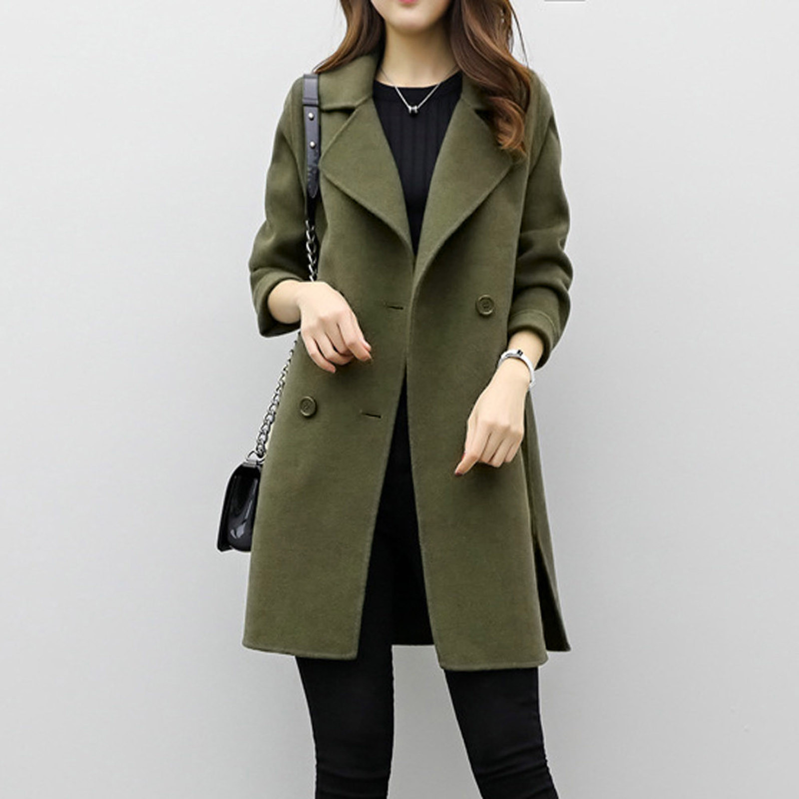 

Women Winter Slim Office Warm Coats And Jackets Women Casual Solid Windbreakers Long Sleeve Outerwear Tops Abrigos Para Mujer LJ201128, Green