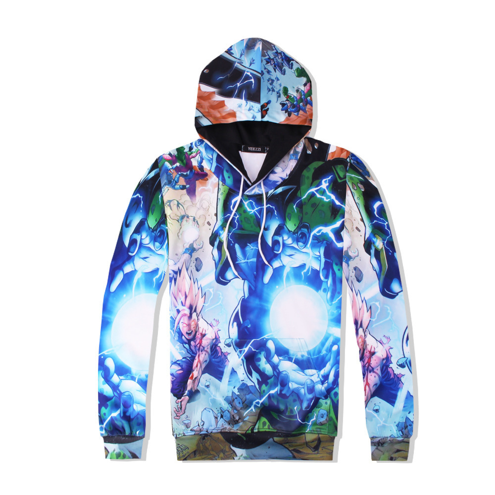 

BT8014 European and American Net Red men's hooded sweater printed cartoon one piece pattern baseball sportswear couple clothing, Multicolour
