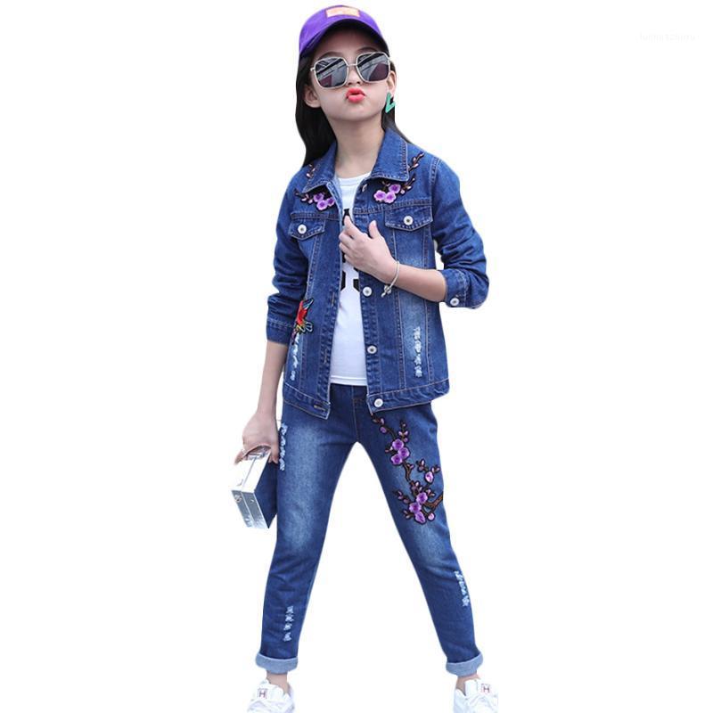 

Abesay Autumn Girls Clothing Embroidery Denim Jacket+Pants 2 Pcs Casual Girls Clothes Set Teen Winter Clothes 4-12 Years1, As picture