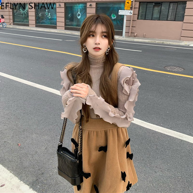 

Elagnt 2 Piece Defines Woolen Womens Suspend Skirt... Spring Sweater Sets Sweet Autumn High Waist... Skirt Chic Suits Two Sets. EWD0 0D03, Only sweater.