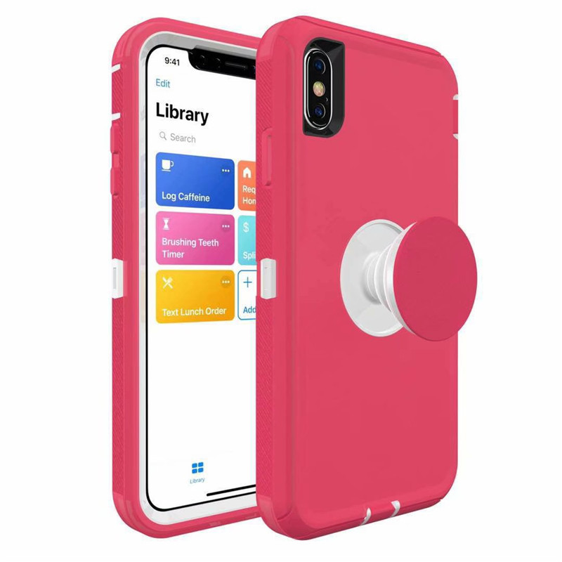 Defender Holder Phone Cases Built In Kickstand 3-in-1 Shockproof Protector for iPhone 13 12 11 Pro XR X XS Max 7 8 6S Plus-image-602702460