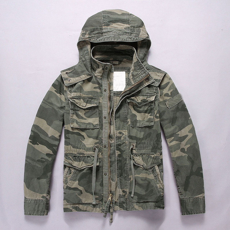 

Men's Casual Cargo Jackets With Multi Pockets Military Style Tactical Outerwear With Removable Hood Clothing, 2-khaki