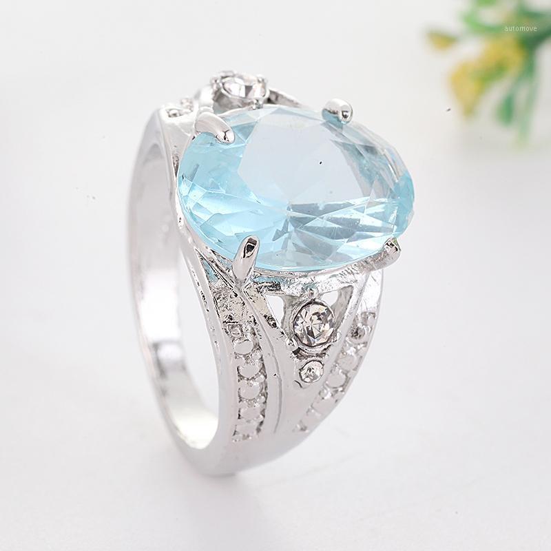 

Classic Women Blue Stone Ring Fashion Lady Engagement Wedding Bands Jewelry Accessories for Female Friend Party Best Gift1