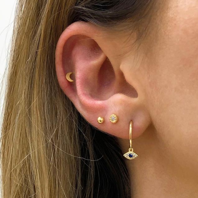 

2021 New arrived cute evil eye dangle drop earring Gold filled minimal delicate lovely girl women multi piercing earrings