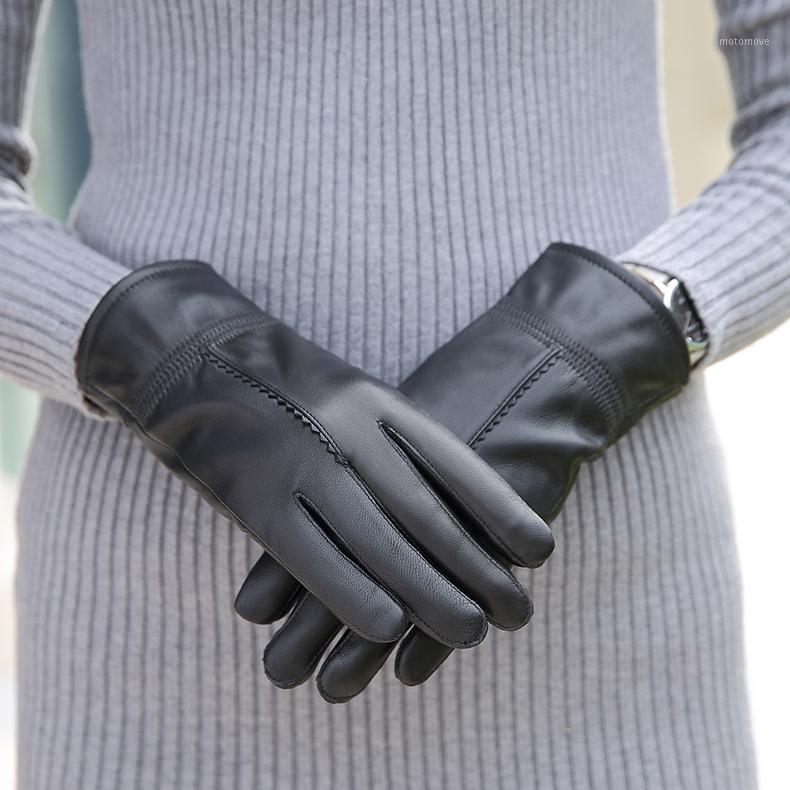 

Fall and Winter Women Genuine Leather Gloves Fashion Brand Black Short Driving Glove Mittens TSR1721