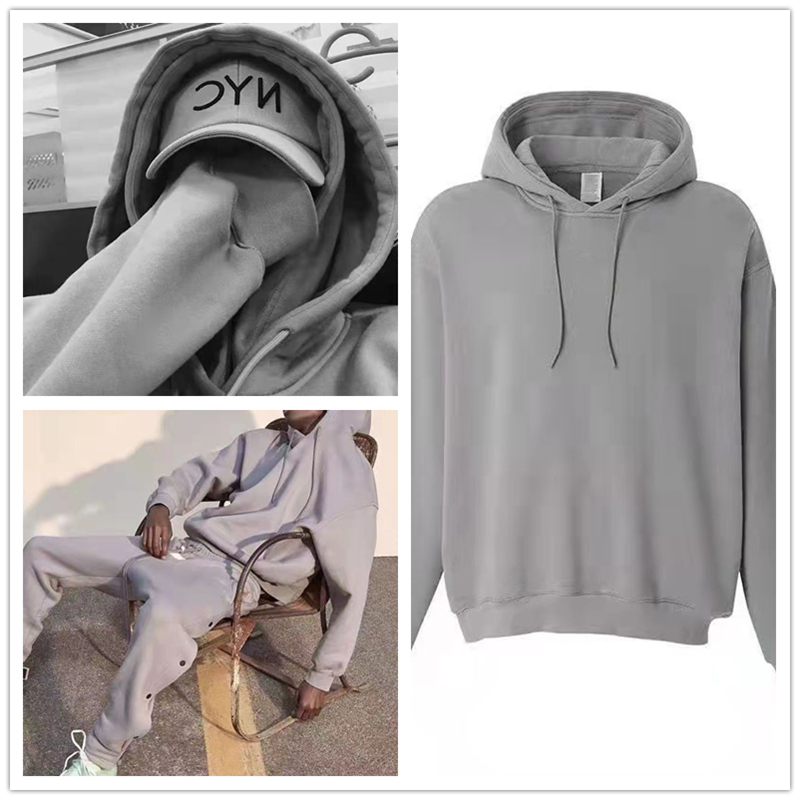 

Designer double hat men hoodie high street hoodies women's autumn winter couple trend gray pure cotton loose long sleeve versatile sweater