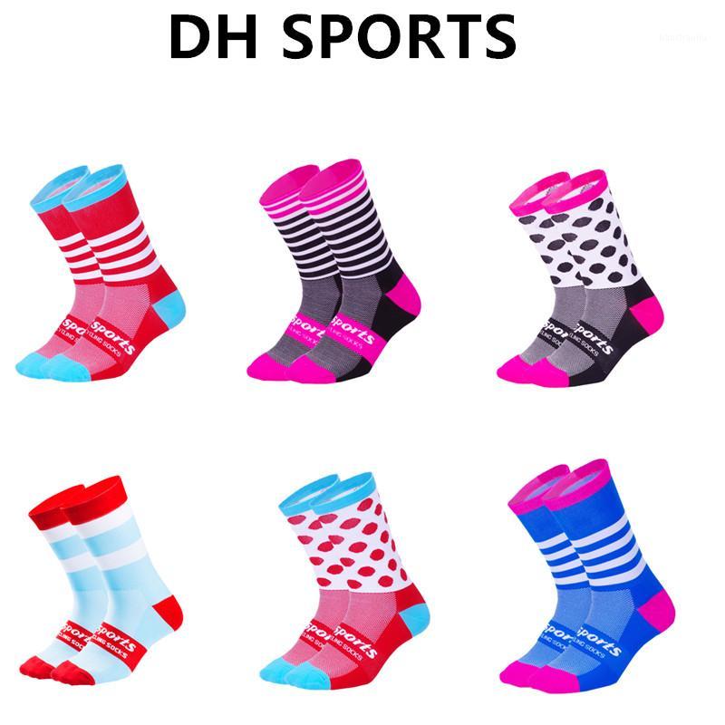 

DH SPORTS High Quality Professional Cycling Socks Outdoor Brand Racing Bike Compression Sport sock Men Women Road Bicycle Socks1, Gray orange