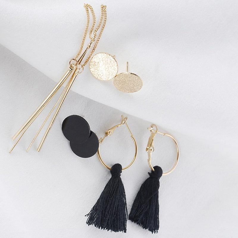 

Long Tassel Stud Earrings Set For Women Girl 2020 New Bohemia Flower Heart Earring Fabric Female Fashion Jewelry