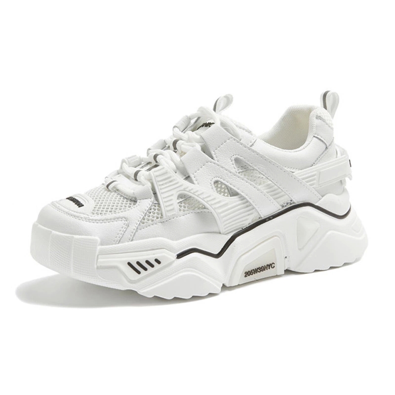 

2020 Fashion Clunky Sneakers Women Genuine Leather Shoes Brand Women Sneakers Thick Sole Ladies Mesh Shoes A2416 #d58e, Orange