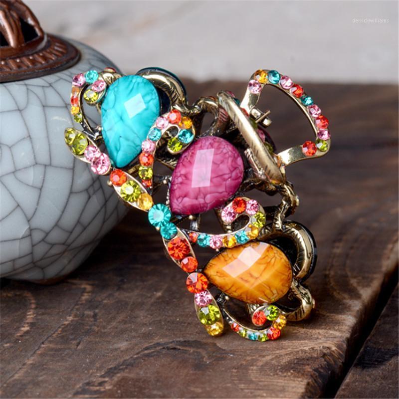 

Hair Clips & Barrettes High Quality Jewelry Multicolor Resin Crystal Rhinestone Flower Heart Alloy Crab Claw Clip Bridal Headwear Accessorie