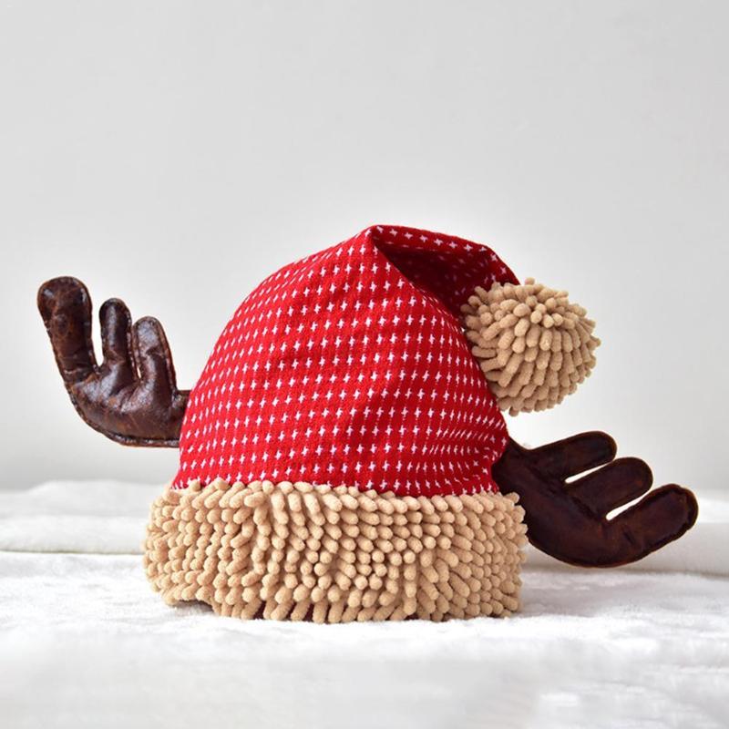 

Velvet Elk Christmas Hats For Women Flannel Antler Hats Cotton Warm Thicken Year Christmas Winter New Gift Hat Gi B0Q0