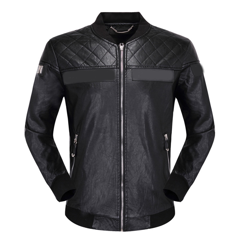 

2020 Winter Men Leather Fur Coat Jacket Slim Faux Leather Motorcycle PU Faur Jacket Long-sleeve Winter Outerwear Coats, Logo black