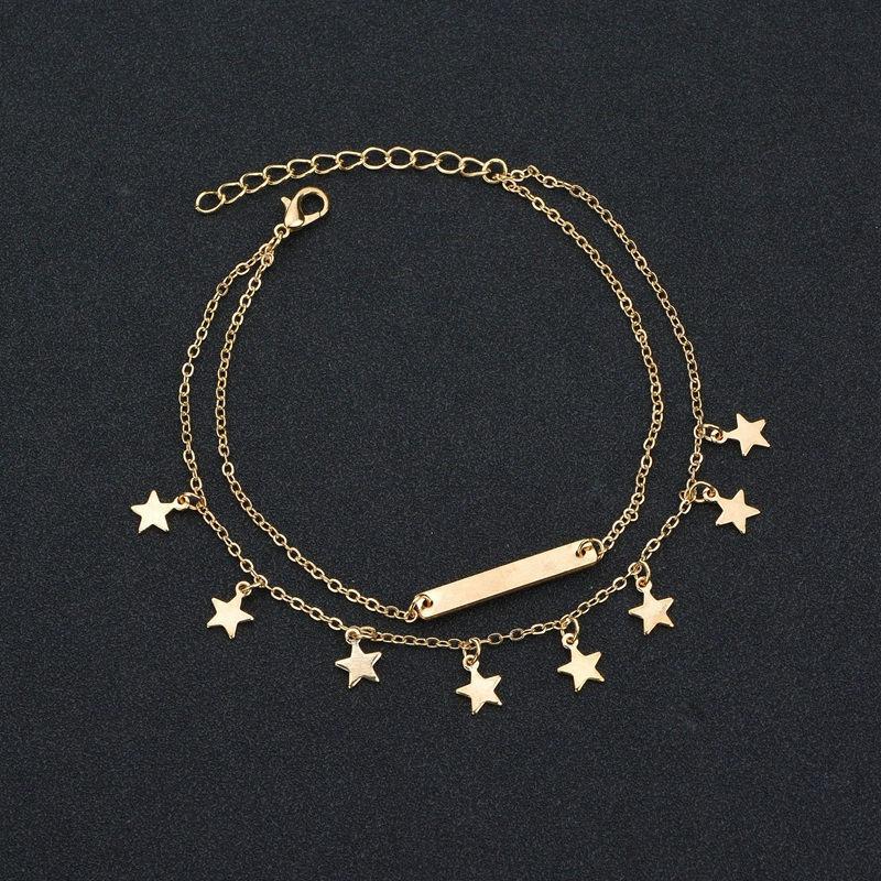 

New Female Anklets Barefoot Sandals Foot Jewelry Leg Anklets Bar Star Pendant Beach Ankle Bracelets For Women Leg Chain Jewelry