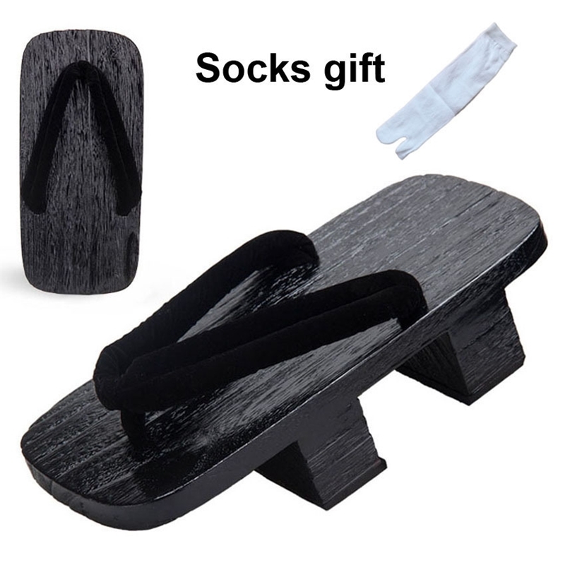 

Japan Samurai Paulownia Dragon Print Geta Clogs for Man Wooden Naruto Sandals Outdoor Ethnic Cosplay Chinese Shoes with Socks Y200520, Color1