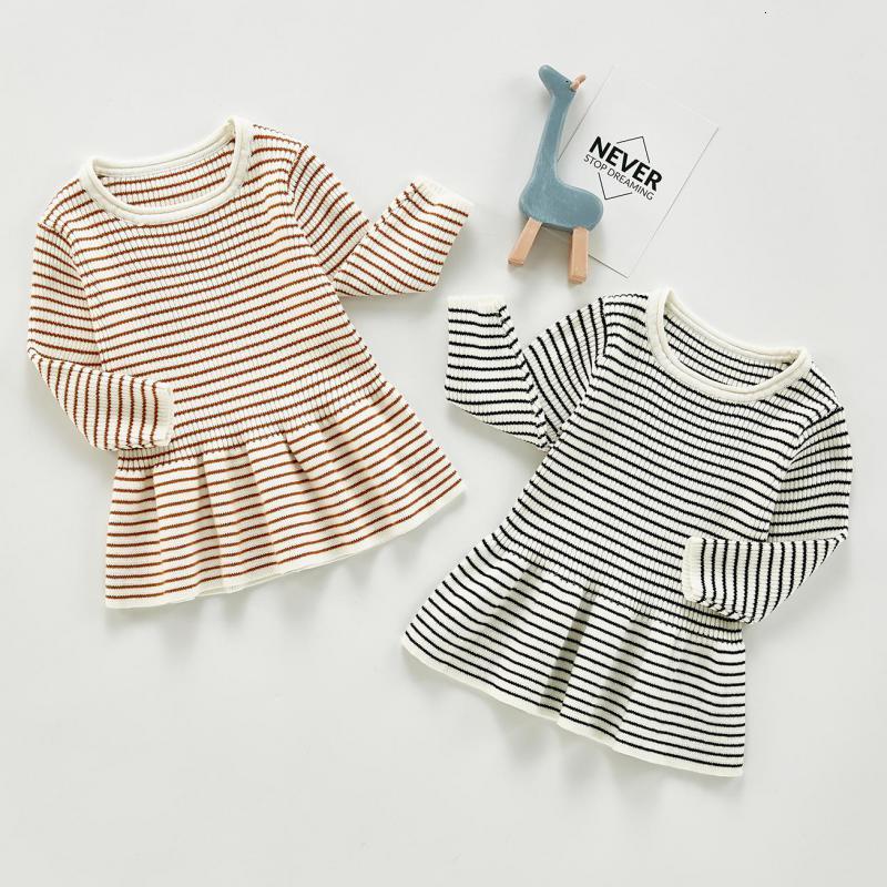 

2021 New Autumn Winter Clothes Girls Striped Infant Sweater Cotton Knit Baby Girl Es M4f6, 203q01brown