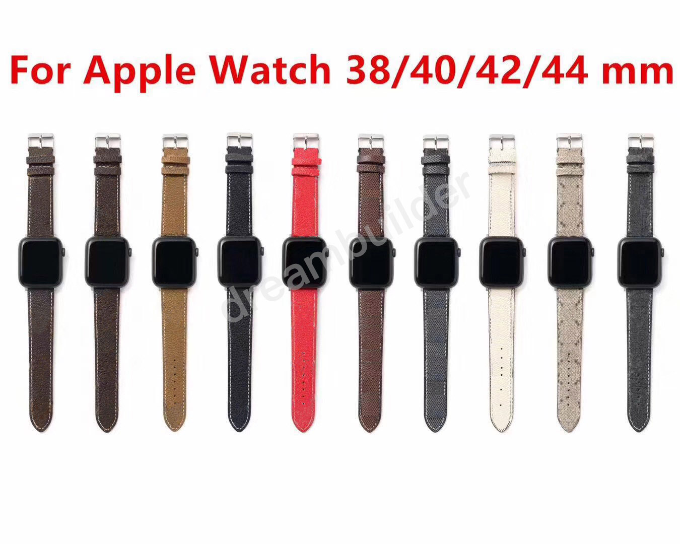 

L fashion designer Watchbands 42mm 38mm 40mm 44mm iwatch 2 3 4 5 bands Leather Strap Bracelet Stripes watchband free shipping