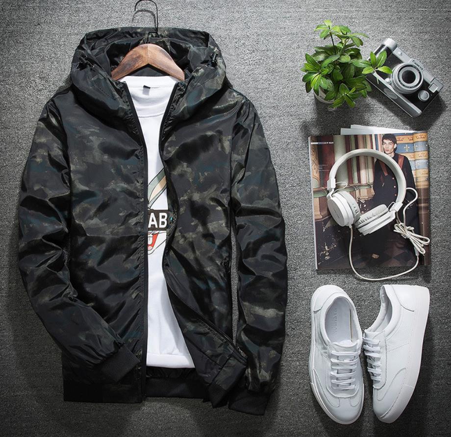 

2021 Spring Autumn New Men's Zipper Jacket Men Long Sleeve Jacket Male Casual Camouflage Streetwear Mans Coat Men Clothing, Black
