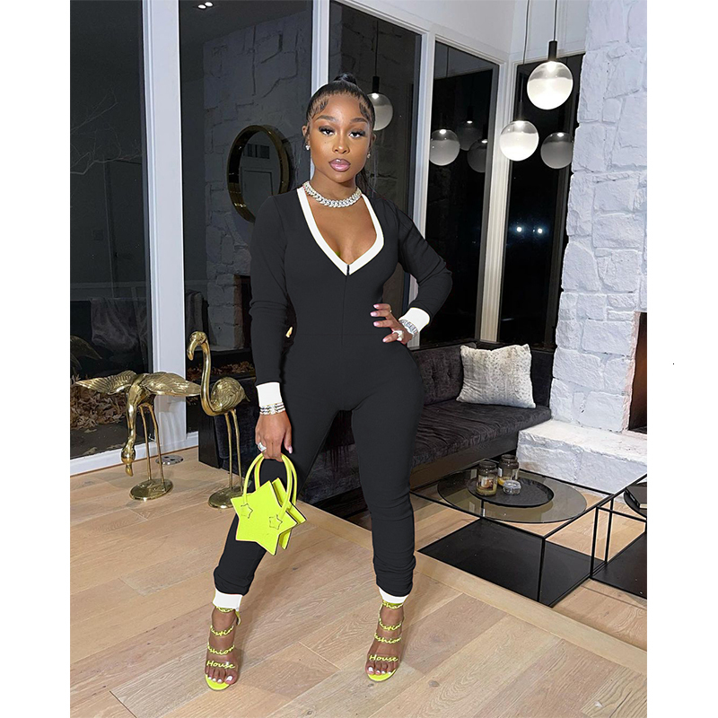 

Casual Women Jumpsuits Spring Long Sleeve Bodysuit Long Pants Sports Jumpsuit Patchwork Bodysuits Ladies Sporting Outdoor Wear U9R2