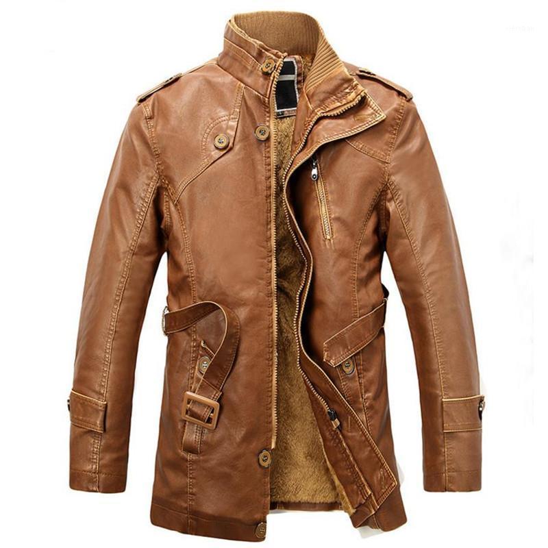 

Men's Leather & Faux 2021 Warm Autumn And Winter Men's Jackets Motorcycle Jacket Coat 1, Brown