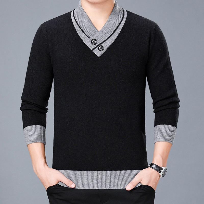 

DIMUSI Autumn Winter Mens Sweater Casual Turtleneck Solid Color Sweater Mens Double-Collar Slim Fit Knitted Pullovers Clothing, Black
