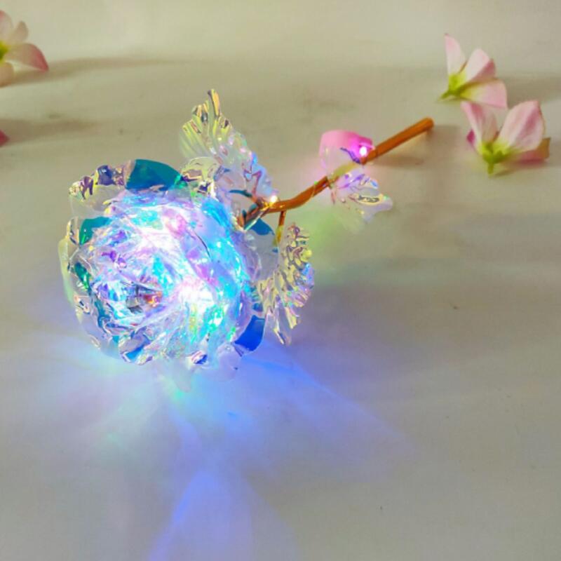 

24k Gold Foil Plated Rose Led Rainbow Flower gold-plated Rose light valentine gift Christmas Wedding Decorations seaway FWF2490
