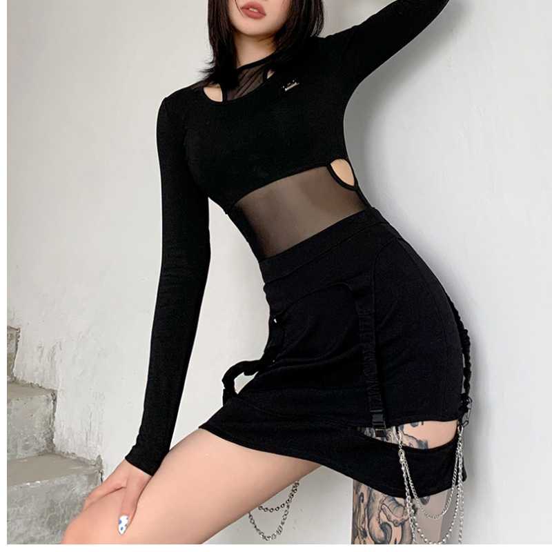 

Women' new breathable fitness sportswear solid color slim Yoga hollow T-shirt splicing mesh running fake two t-shirts for women, Black