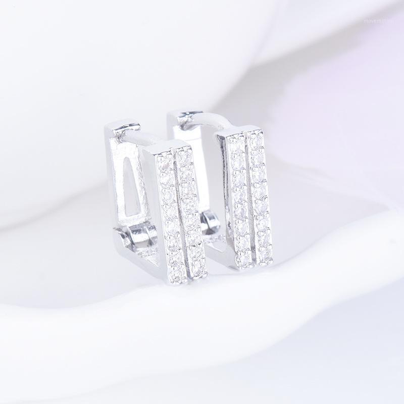 

NPKDS Geometric Earrings Square Shaped Clear Crystal Paved Setting Japanese Style Ear Pendientes Jewellery1