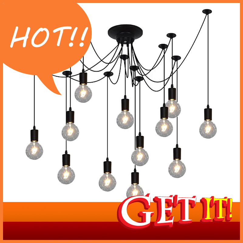 

2021 New Diy Vintage Spider Pendant Hanging Eire Length Adjustable Retro e 27 Edison Loft Style Classic Decorative Led Home Lighting Rurb