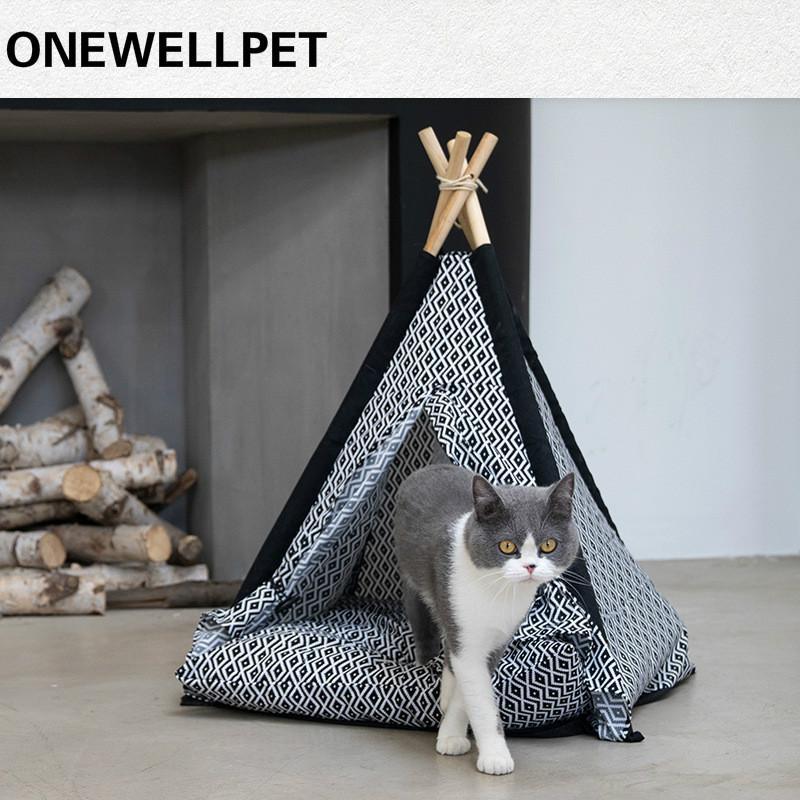 

Pet Cat Tent Cat Bed House Mat Puppy House Katten Mand Pitbull Perro Kennel Portable Washable Pet Teepee With Pad Products