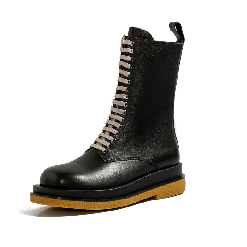 

2021 New Fashion Genuine Leather Winter Women Ankle Boots Chunky Heels Night Club Party Shoes Woman Vvil, Black