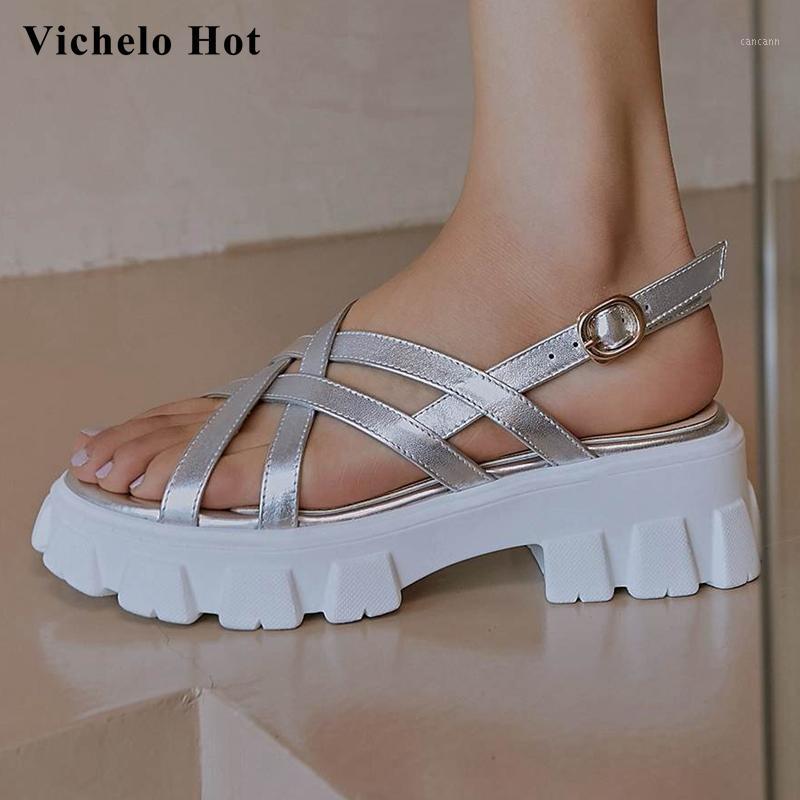 

Vichelo Hot natural leather peep toe square high heels European design simple style solid elegant lady casual sandals women L631, Black