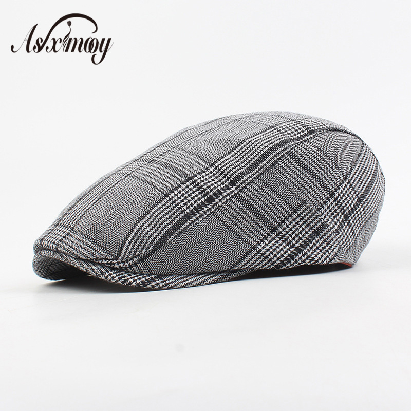

Berets Adjustable Beret Cap Men Outdoor Sun Breathable Bone Brim Hats Mens Herringbone Plaid Flat Caps Homme Hat 2021 Fashion, Light coffee