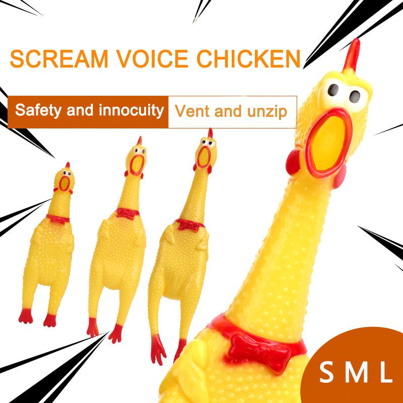 

Pet Dog Toys PVC Enamel Material Rubber Screaming Chicken Squeak Toys Squeeze Sound And Bite Dog 3 Size