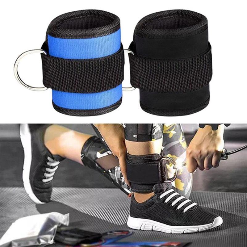 

1pair Loop D Buckle Ankle Strap Ankle Straps Fitness For Cable Padded Leg Bands Machines Cuffs Resistance Neoprene, Blue