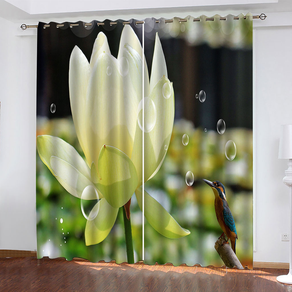 

High quality custom 3d curtain fabric green louts curtains 3D Blackout Window Curtains For Living Room