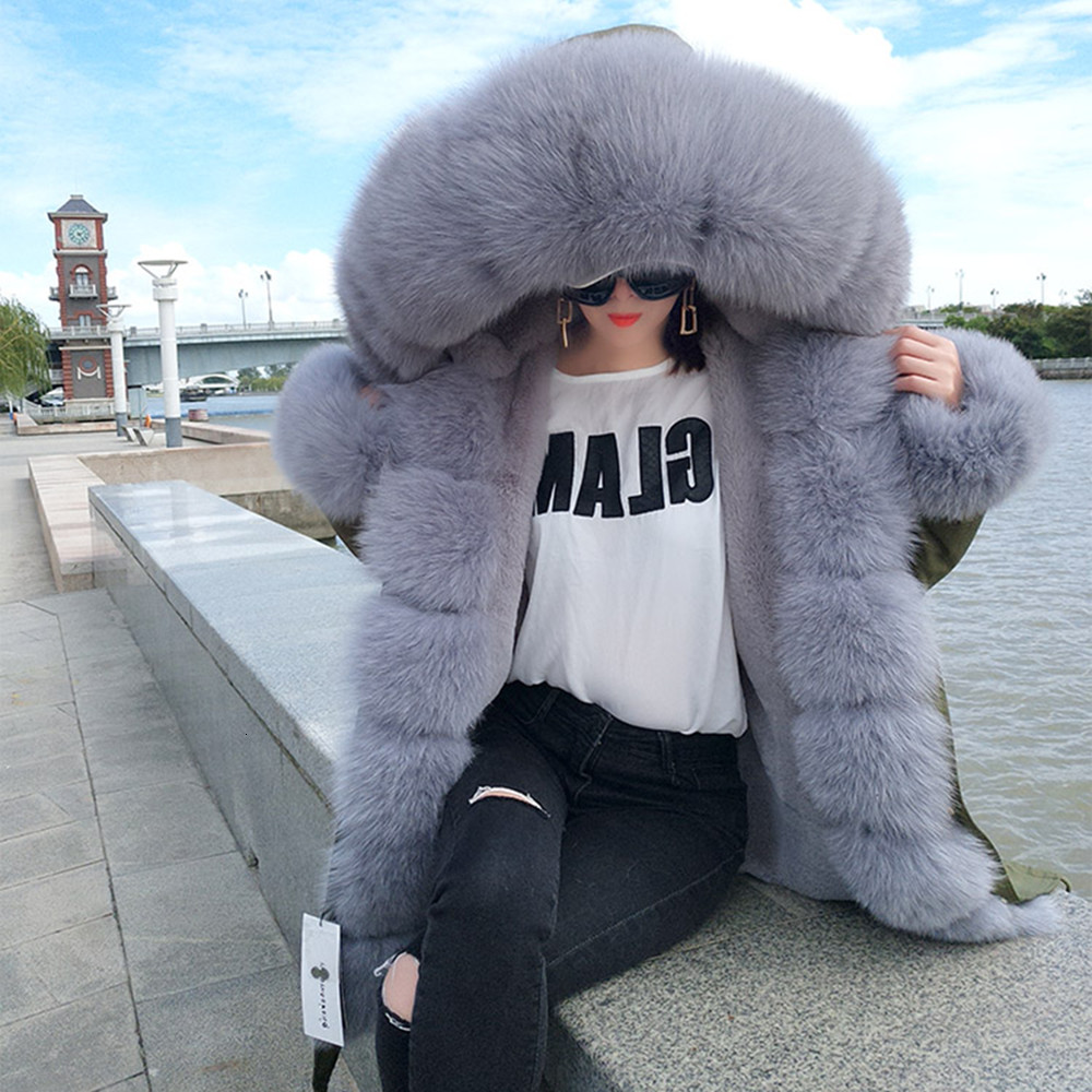 

2021 New Coats Jackets Winter Royal Turtlenecks Hot Fox Fur Longer Velvet Thick Women's Jacket CVYB