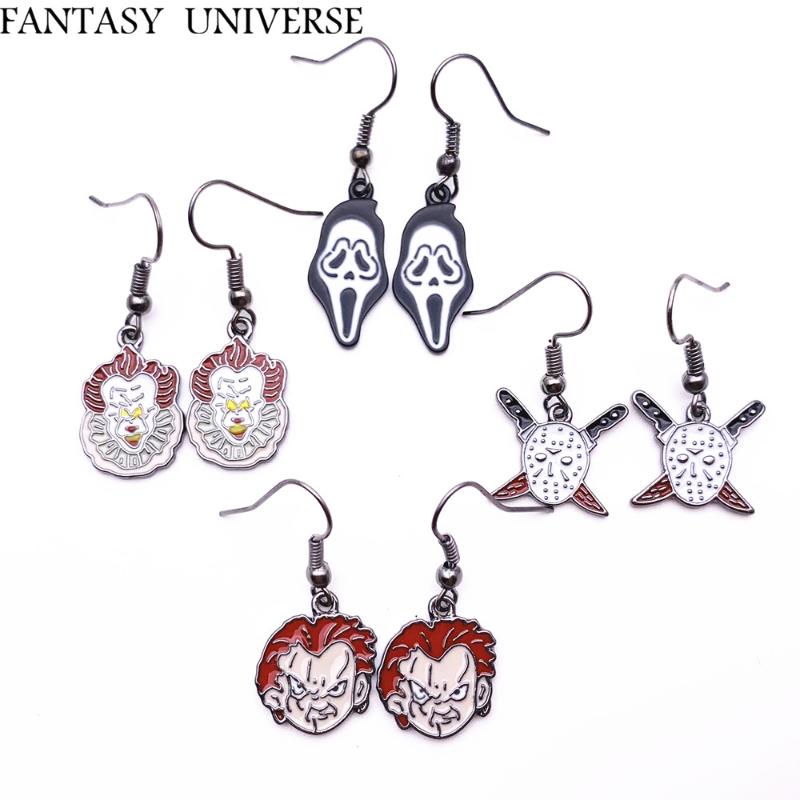 

FANTASY UNIVERSE 1pair a lot Chucky Face Stephen Kings IT Penny Wise Jason Hockey Horror Earrings HRIDSD088